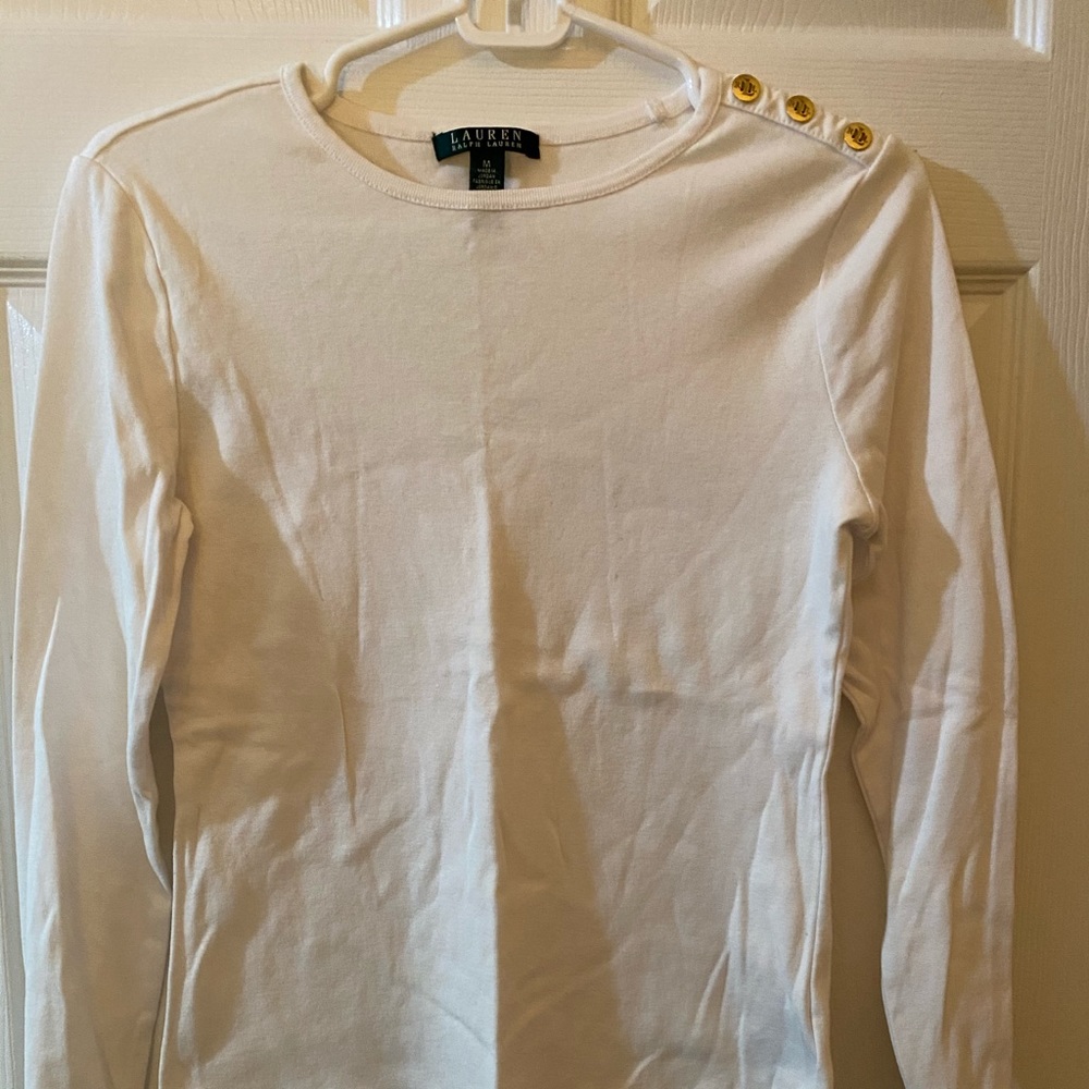 LRL, Lauren Ralph Lauren Beige Knit Top, Sz. M